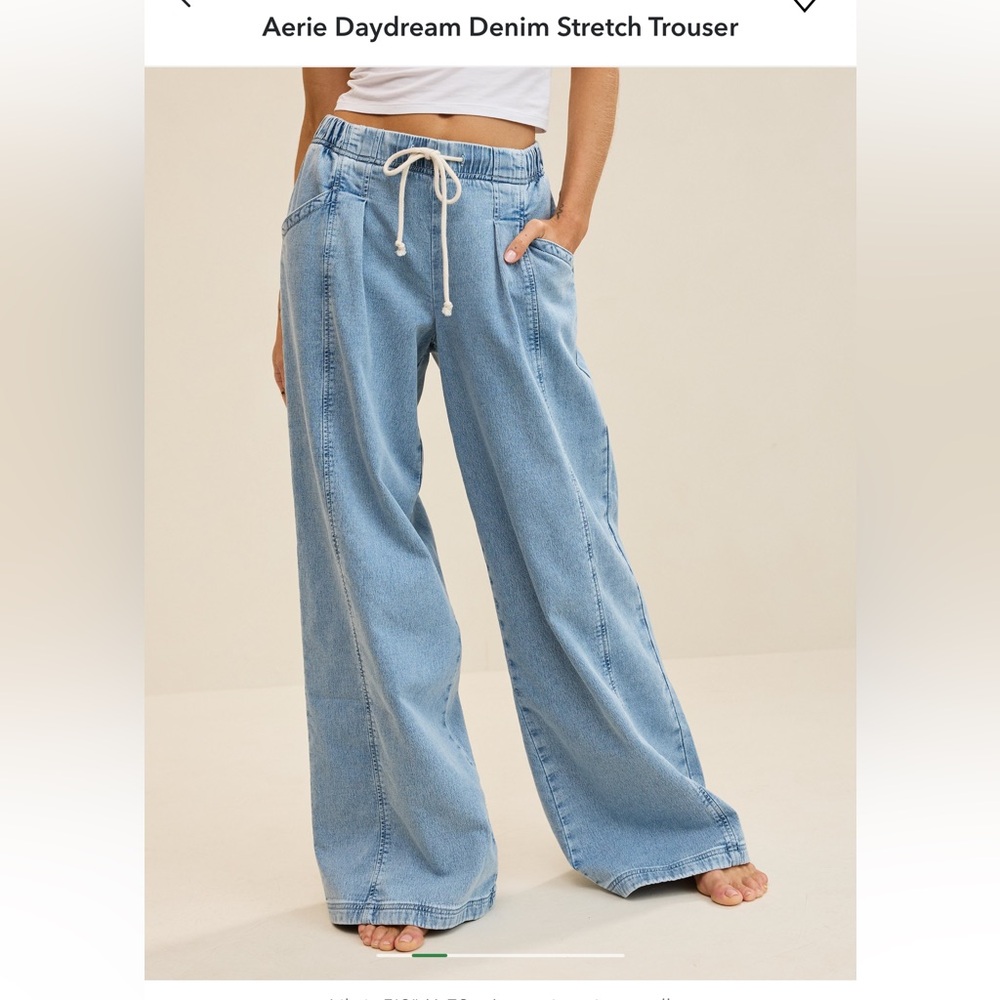 Aerie Women's Wide-Leg cotton sweatpant Jeans